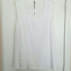 NWT Solitaire women's white eyelet tank top 3x